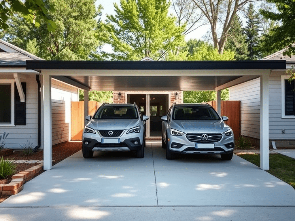 Visual comparison of garage and carport builds showing key differences in design